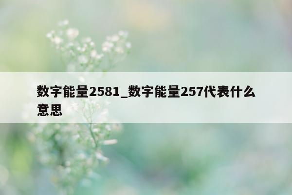 数字能量 2581_数字能量 257 代表什么意思 - 第 1 张图片 - 小家生活风水网