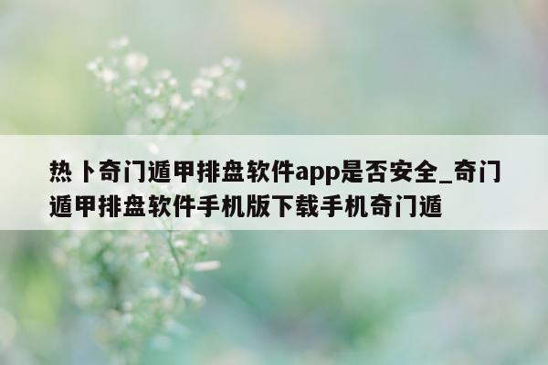 热卜奇门遁甲排盘软件 app 是否安全_奇门遁甲排盘软件手机版下载手机奇门遁 - 第 1 张图片 - 小家生活风水网