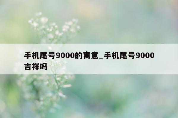 手机尾号 9000 的寓意_手机尾号 9000 吉祥吗 - 第 1 张图片 - 小家生活风水网