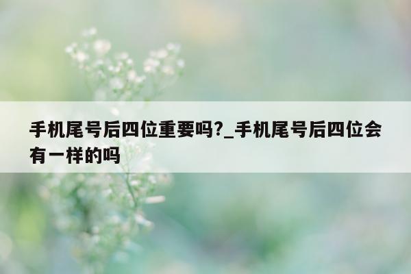 手机尾号后四位重要吗?_手机尾号后四位会有一样的吗 - 第 1 张图片 - 小家生活风水网