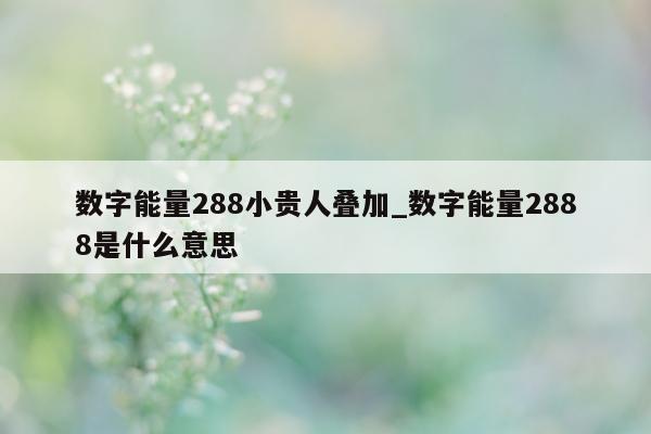 数字能量 288 小贵人叠加_数字能量 2888 是什么意思 - 第 1 张图片 - 小家生活风水网