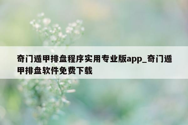 奇门遁甲排盘程序实用专业版 app_奇门遁甲排盘软件免费下载 - 第 1 张图片 - 小家生活风水网