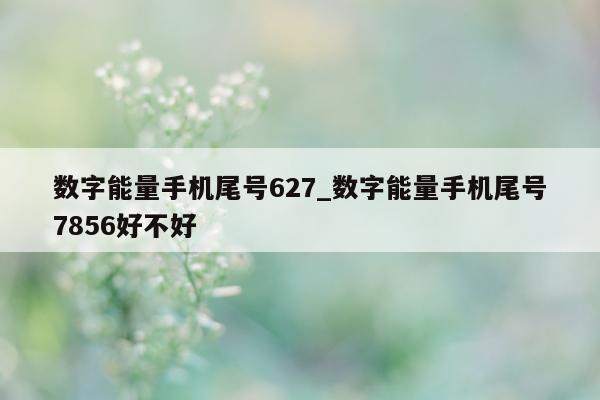 数字能量手机尾号 627_数字能量手机尾号 7856 好不好 - 第 1 张图片 - 小家生活风水网