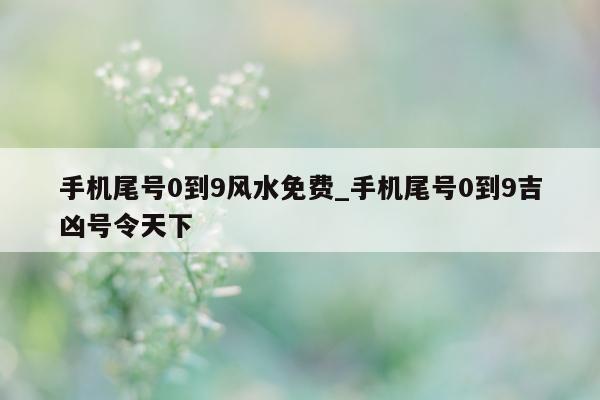 手机尾号 0 到 9 风水免费_手机尾号 0 到 9 吉凶号令天下 - 第 1 张图片 - 小家生活风水网