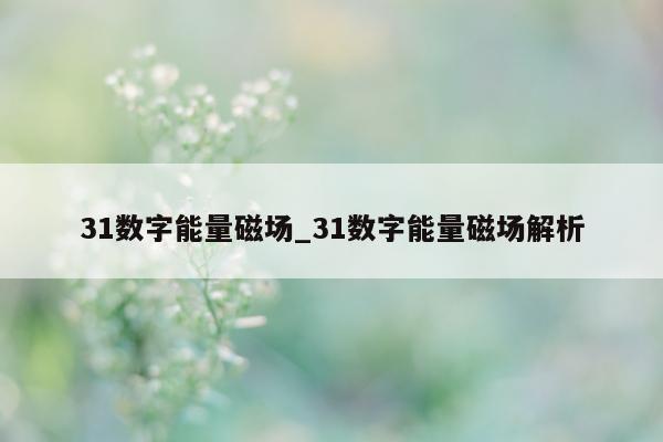 31 数字能量磁场_31 数字能量磁场解析 - 第 1 张图片 - 小家生活风水网