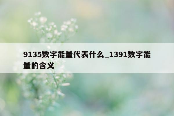 9135 数字能量代表什么_1391 数字能量的含义 - 第 1 张图片 - 小家生活风水网