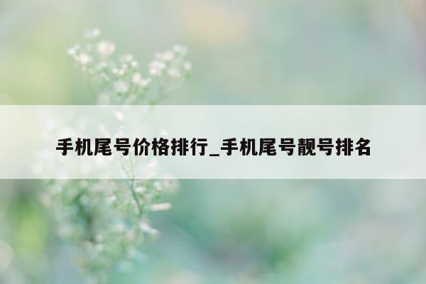 手机尾号价格排行_手机尾号靓号排名 - 第 1 张图片 - 小家生活风水网