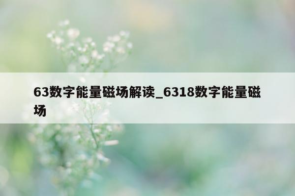 63 数字能量磁场解读_6318 数字能量磁场 - 第 1 张图片 - 小家生活风水网