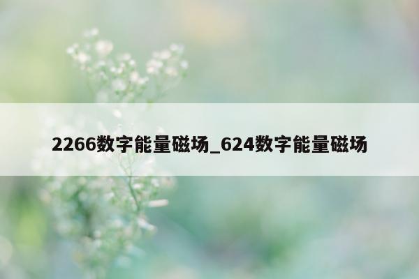 2266 数字能量磁场_624 数字能量磁场 - 第 1 张图片 - 小家生活风水网