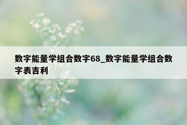 数字能量学组合数字 68_数字能量学组合数字表吉利 - 第 1 张图片 - 小家生活风水网