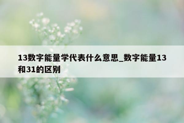 13 数字能量学代表什么意思_数字能量 13 和 31 的区别 - 第 1 张图片 - 小家生活风水网