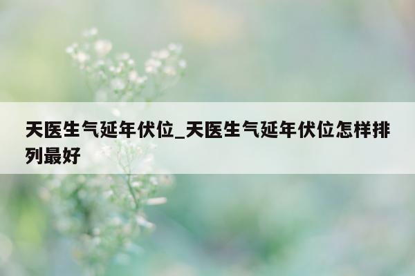 天医生气延年伏位_天医生气延年伏位怎样排列最好 - 第 1 张图片 - 小家生活风水网