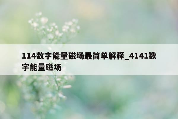 114 数字能量磁场最简单解释_4141 数字能量磁场 - 第 1 张图片 - 小家生活风水网