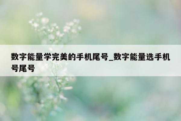 数字能量学完美的手机尾号_数字能量选手机号尾号 - 第 1 张图片 - 小家生活风水网