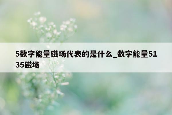 5 数字能量磁场代表的是什么_数字能量 5135 磁场 - 第 1 张图片 - 小家生活风水网