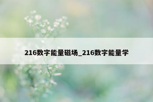 216 数字能量磁场_216 数字能量学 - 第 1 张图片 - 小家生活风水网