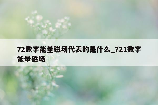 72 数字能量磁场代表的是什么_721 数字能量磁场 - 第 1 张图片 - 小家生活风水网