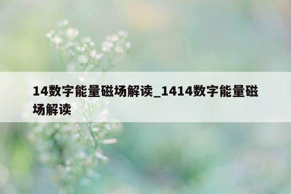 14 数字能量磁场解读_1414 数字能量磁场解读 - 第 1 张图片 - 小家生活风水网