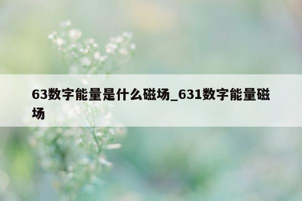 63 数字能量是什么磁场_631 数字能量磁场 - 第 1 张图片 - 小家生活风水网