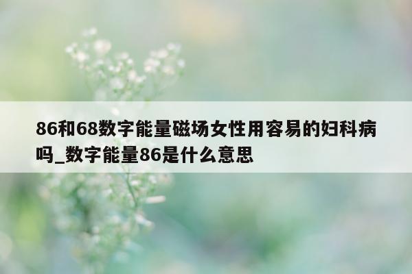 86 和 68 数字能量磁场女性用容易的妇科病吗_数字能量 86 是什么意思 - 第 1 张图片 - 小家生活风水网