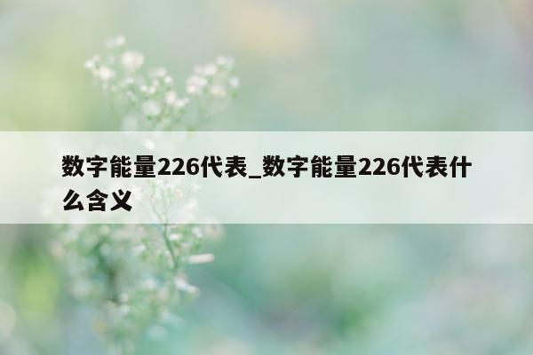 数字能量 226 代表_数字能量 226 代表什么含义 - 第 1 张图片 - 小家生活风水网