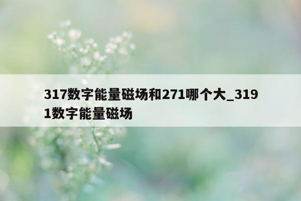 317 数字能量磁场和 271 哪个大_3191 数字能量磁场 - 第 1 张图片 - 小家生活风水网