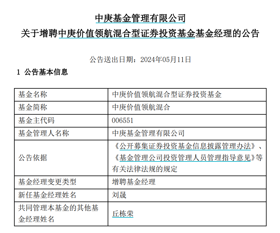 中庚基金宣布丘栋荣 2 只在管基金增聘基金经理，最新回应来了！- 第 2 张图片 - 小家生活风水网